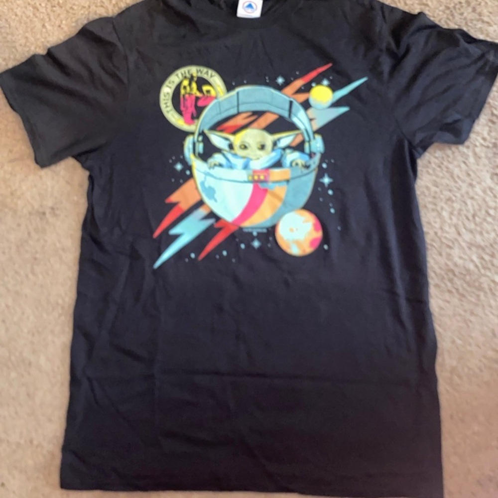 Delta Black Tee with Baby Yoda Space Design